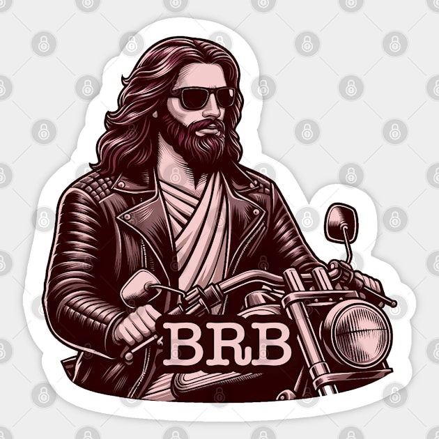 BRB meme Jesus is coming soon Riding Motorbike Sticker by Plushism